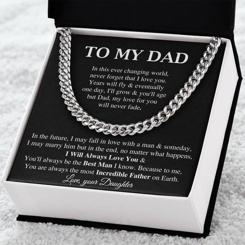To My Dad Cuban Chain Necklace Gift For Dad From Daughter Father's Day Gift Sentimental Birthday Gift For Dad Cuban Link Chain