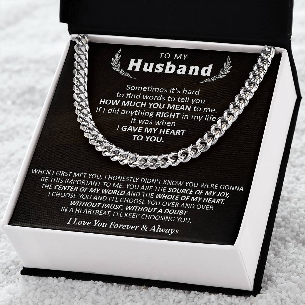 Gift For Husband - Words - Cuban Cuban Link Chain