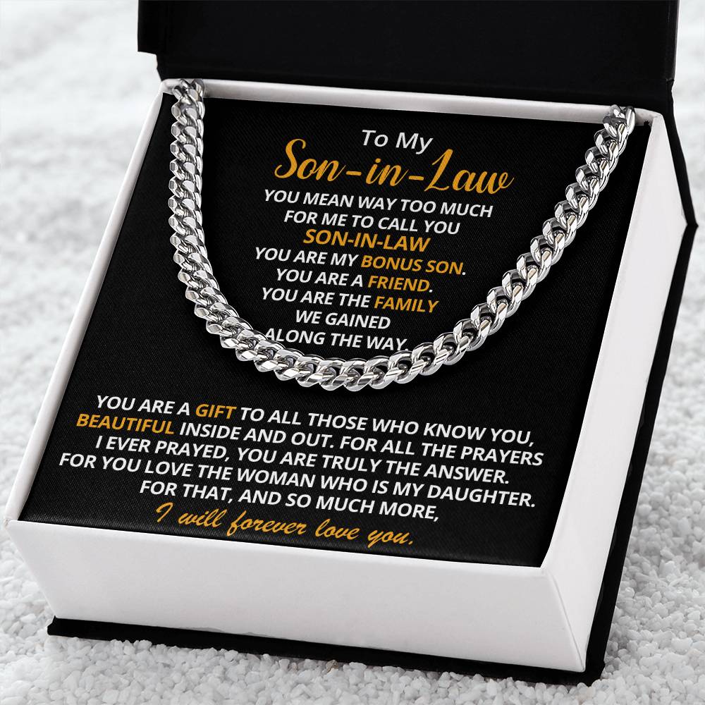To My Son-In-Law - You Are My Bonus Son Cuban Link Chain Necklace