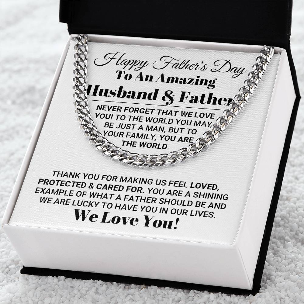 Our World Father's Day Necklace Cuban Link Chain