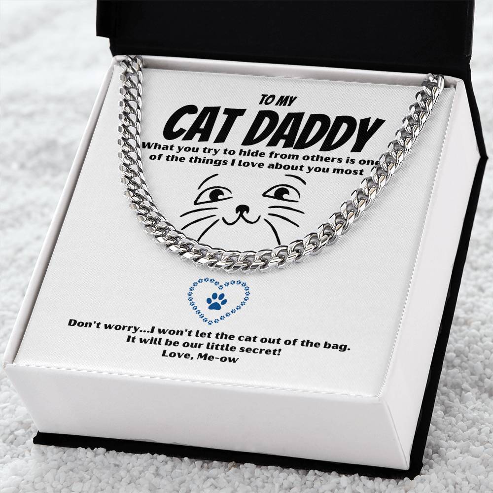 Cat Daddy Gift Cat Gift For Men Cuban Link Chain Valentine Gift For Husband Heavy Chain Necklace Funny Romantic Gift F
