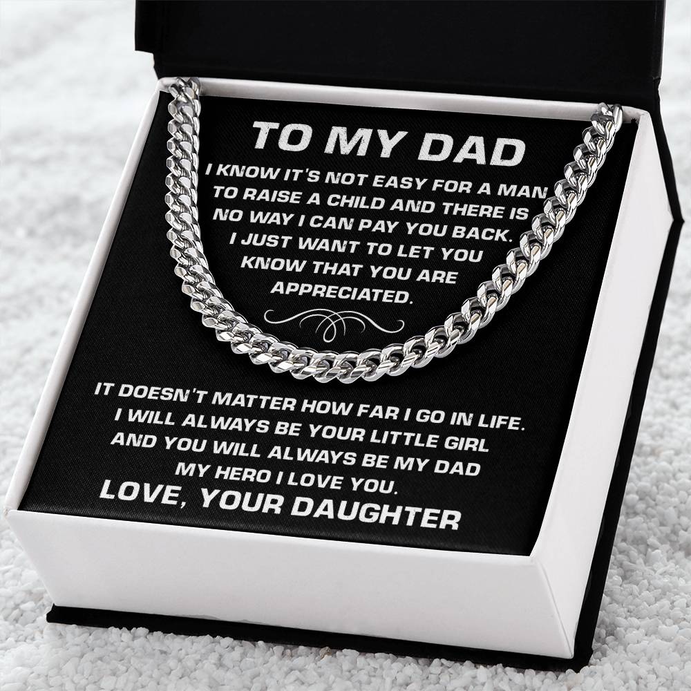 Necklace For Dad From Daughter-Best Father's Day Gift For Dad-Chain Necklace For Dad-Father's Day Jewelry Cuban Link Chain
