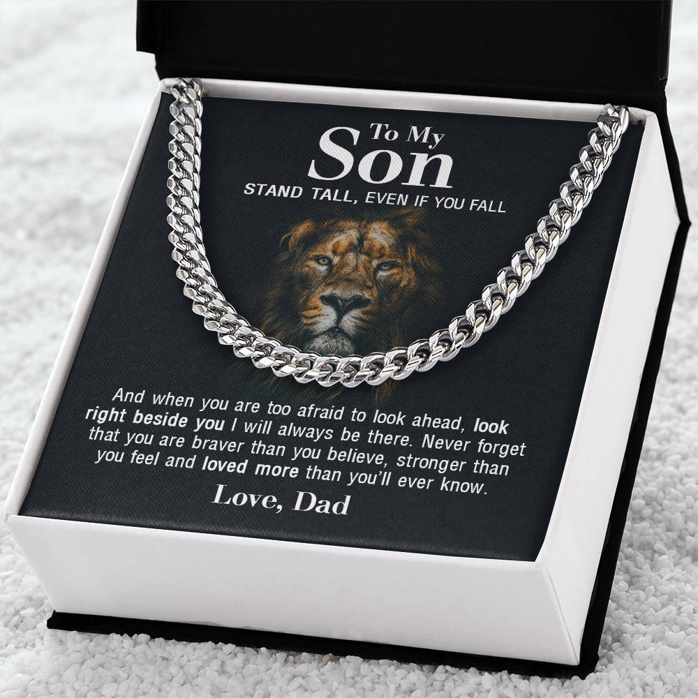 To My Son - Stand Tall From Dad Cuban Link Chain Necklace