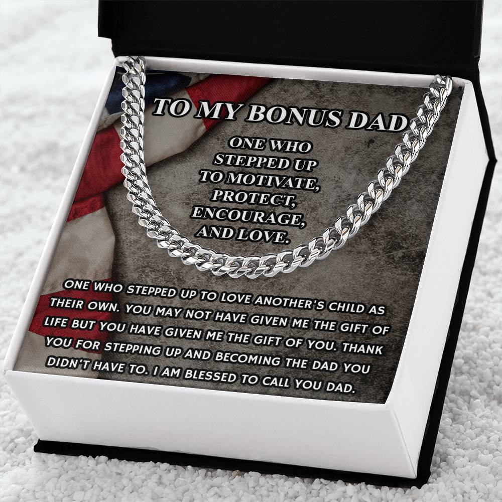 Step Dad Gift From Step Daughter Bonus Dad Gift From Bonus Son Fathers Day Sentimental Military Gift For Stepped Up Da Cuban Link Chain