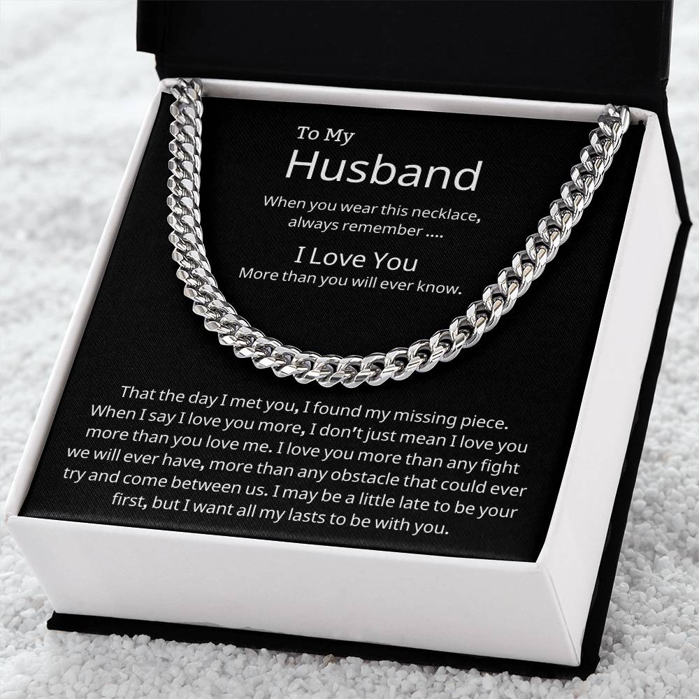 To My Husband Cuban Link Chain Necklace