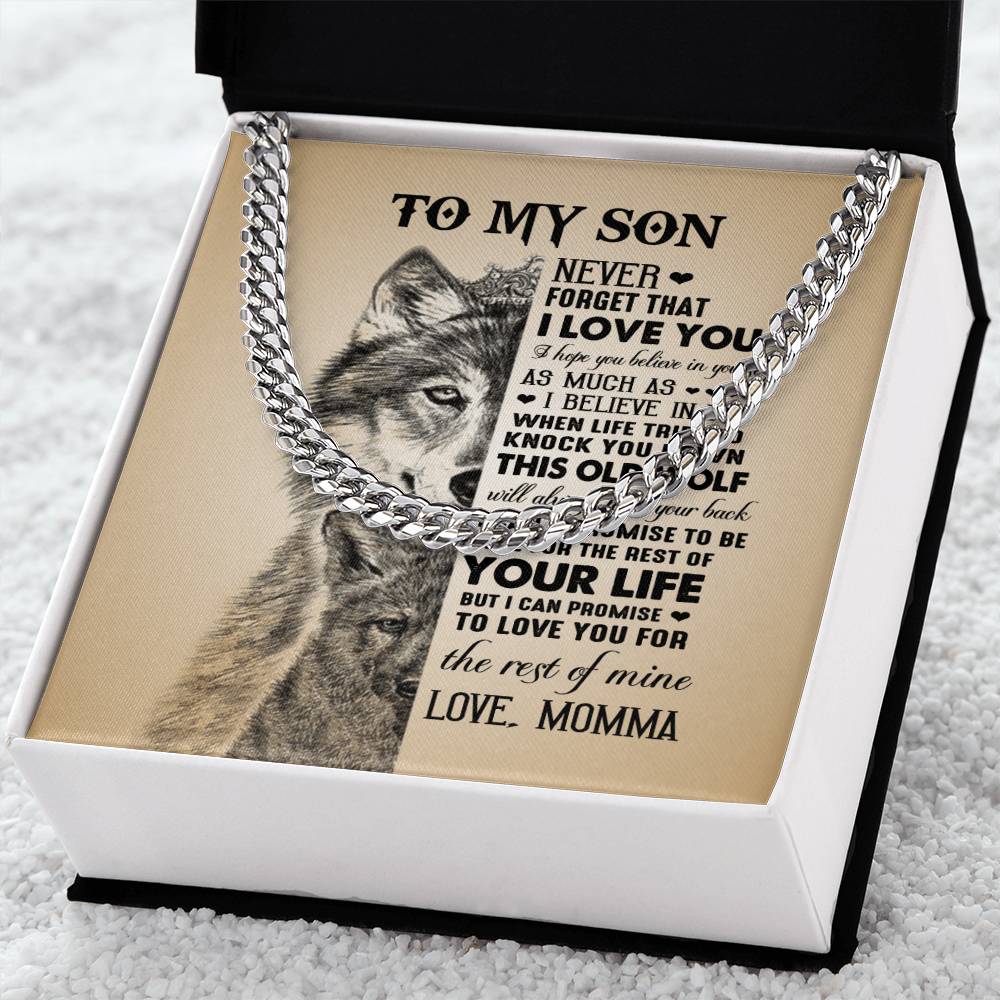 To My Son Cuban Link Chain Necklace