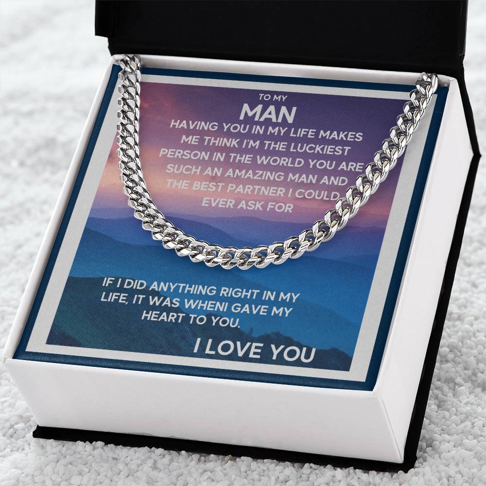 I Gave My Heart To You Cuban Link Chain Necklace Mountain View Edition