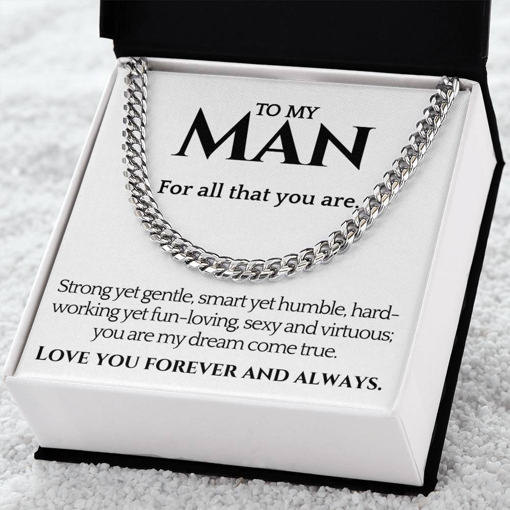 Cuban Chain Link Necklace Gift For Husband Or Fiance Cuban Link Chain