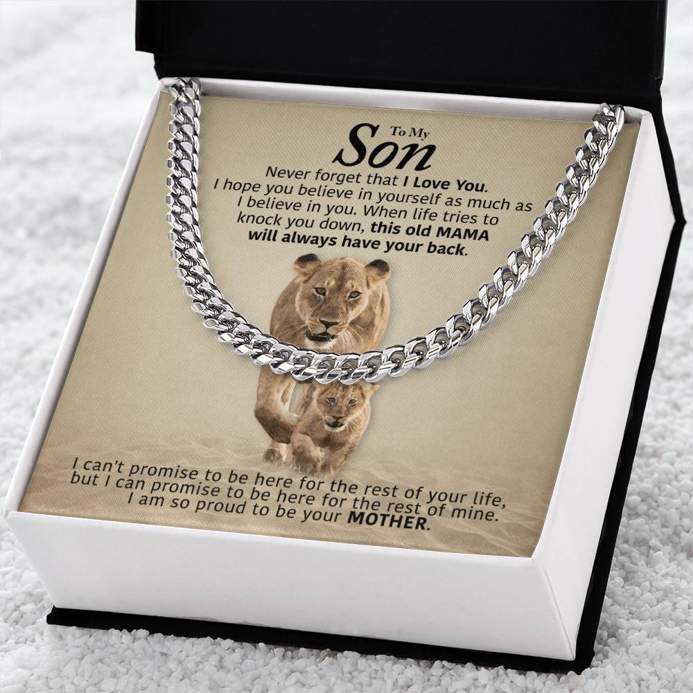 My Son - Will Always Have Your Back Cuban Link Chain Necklace
