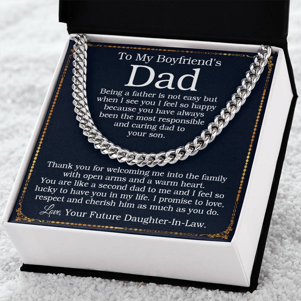 To My Boyfriend's Dad Cuban Chain Necklace Birthday Gift For Boyfriends Dad Fathers Day Christmas Gift Cuban Link Chain