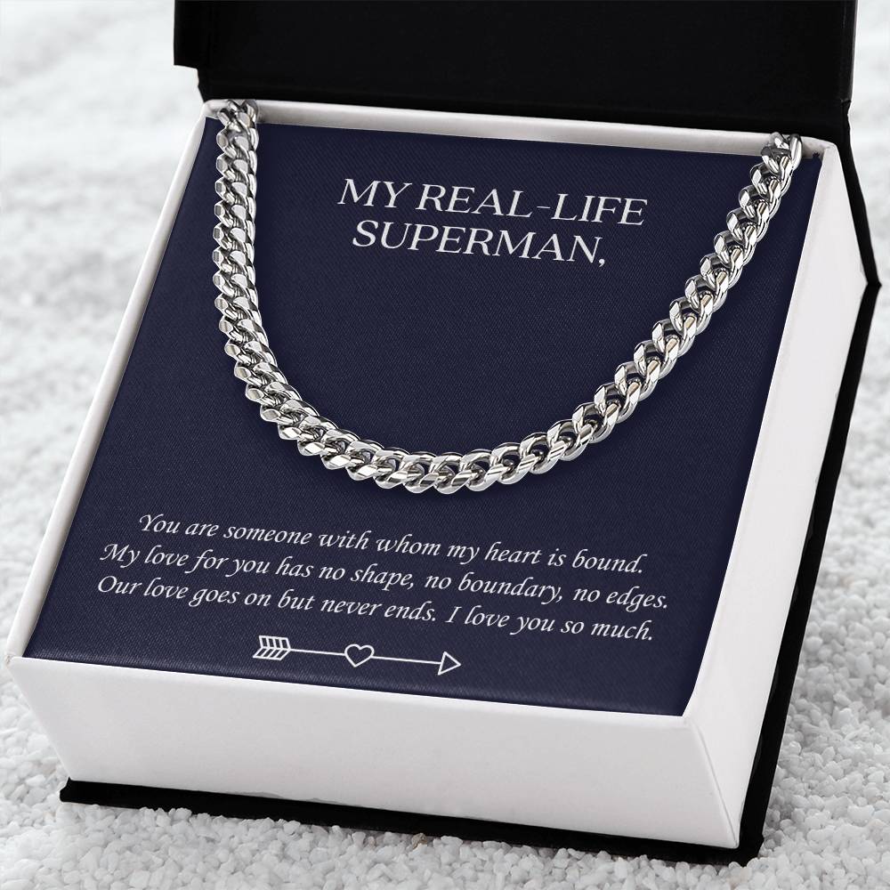 Valentine's Gift For Husbandboyfriend - Our Love Goes On But Never Ends. I Love You So Much. Cuban Link Chain