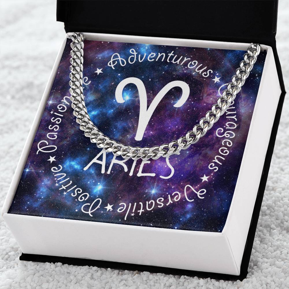 Cuban Link Chain Necklace - Aries Theme
