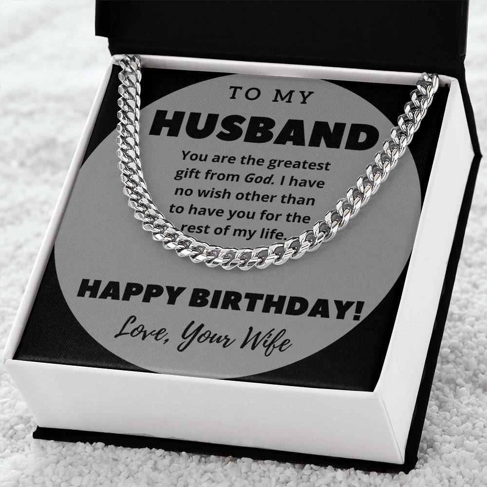 To My Husband Happy Birthday Cuban Link Chain