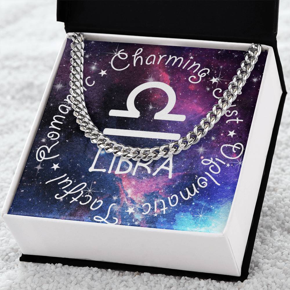 Cuban Link Chain Necklace - Libra Theme