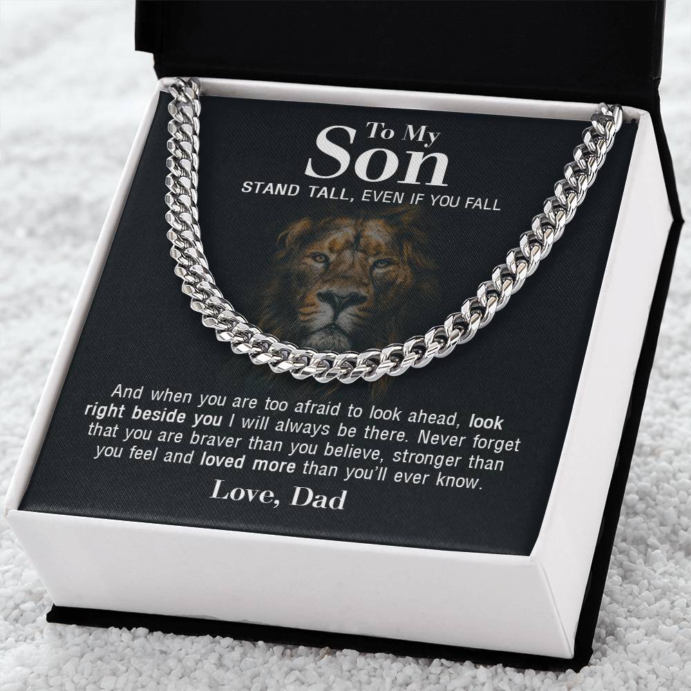To My Son - Stand Tall From Dad - Cuban Link Chain