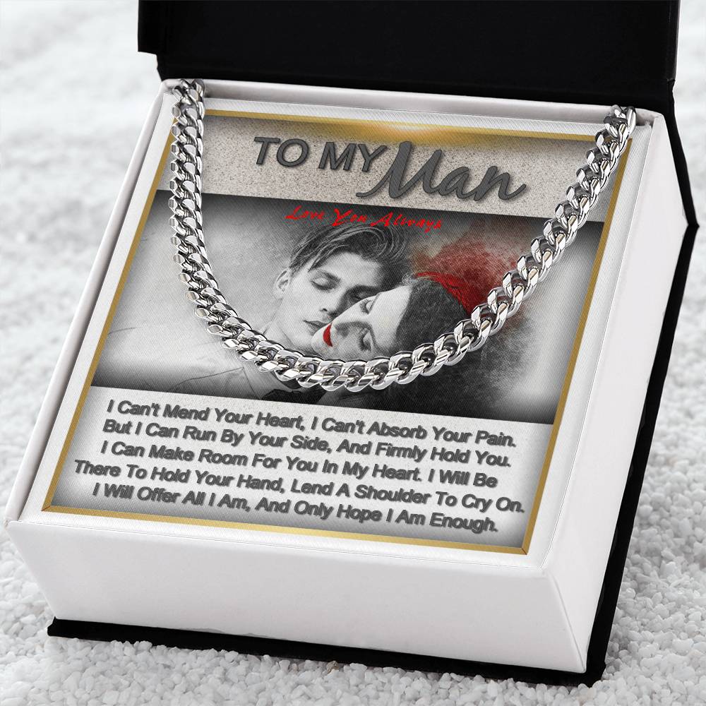 To My Man Gift For Him Romantic Birthday Gifts For Him Personalized Gift Link Chain Necklace Jewelry For Anniversary Cuban Link Chain