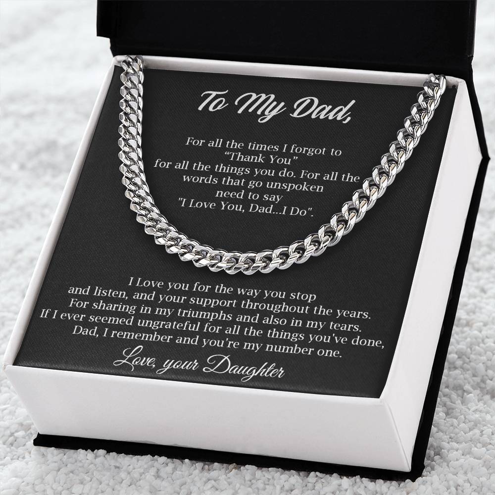 To My Dad Cuban Chain Necklace Gift For Dad From Daughter Father's Day Gift Dad Birthday Present Cuban Link Chain