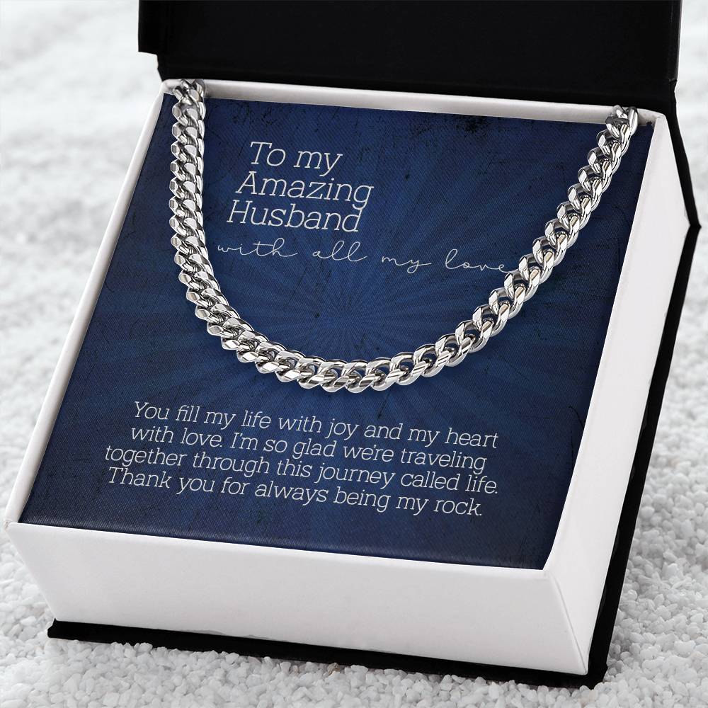 To My Amazing Husband Cuban Link Chain Necklace Gift For Husband From Wife