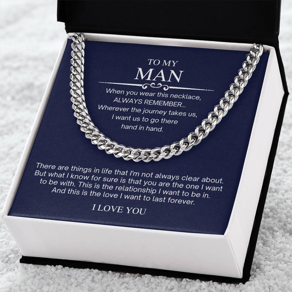 To My Man Valentine's Day Cuban Chain Necklace Cuban Link Chain