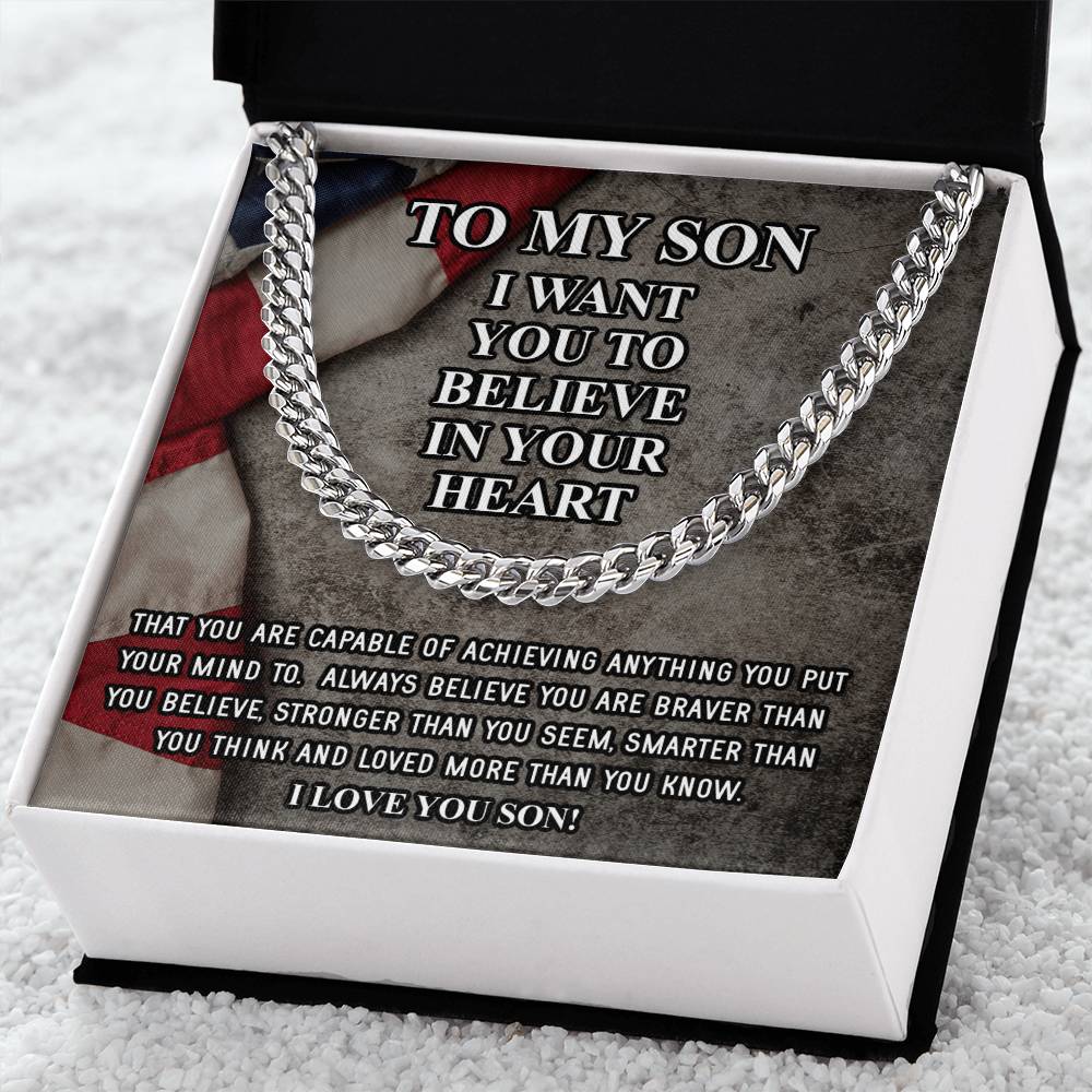 To My Son Necklace Gift For Son Son Graduation Graduate Gift Fathers Day Gift From Mom Father Son Gift Military Depoly Cuban Link Chain