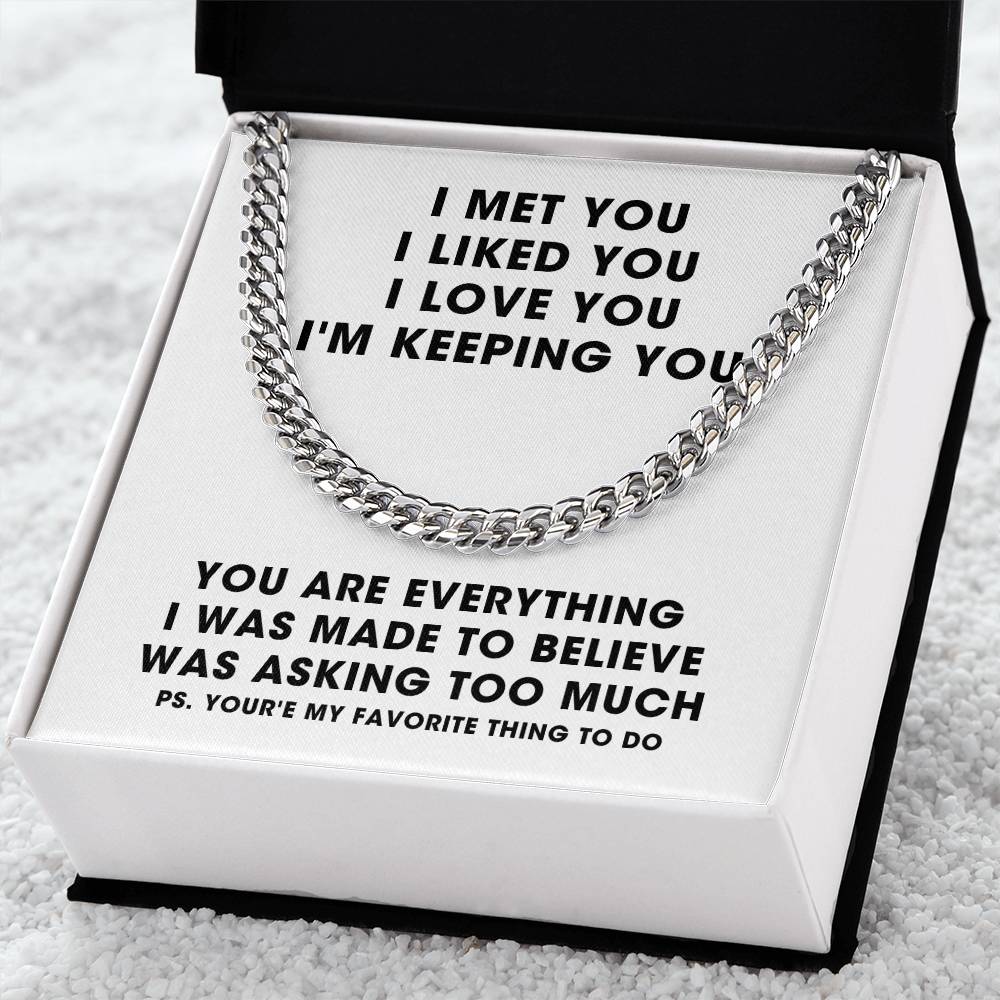 To Boyfriend For My Husband Men Cuban Link Chain Gold And Silver Anniversary 1 2 3 4 5 Just Because Christmas Gift Sto