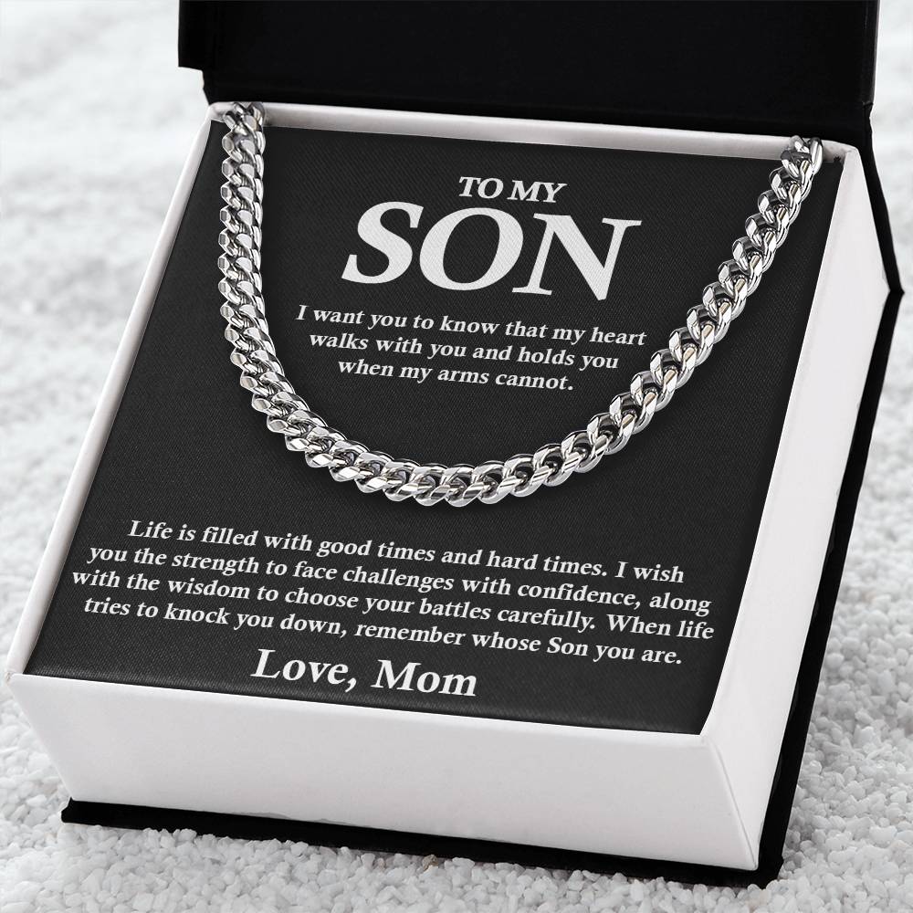 To My Son Chain Necklace Gift For Son From Mom Son Birthday Gift Graduation Jewelry Gift Cuban Link Chain