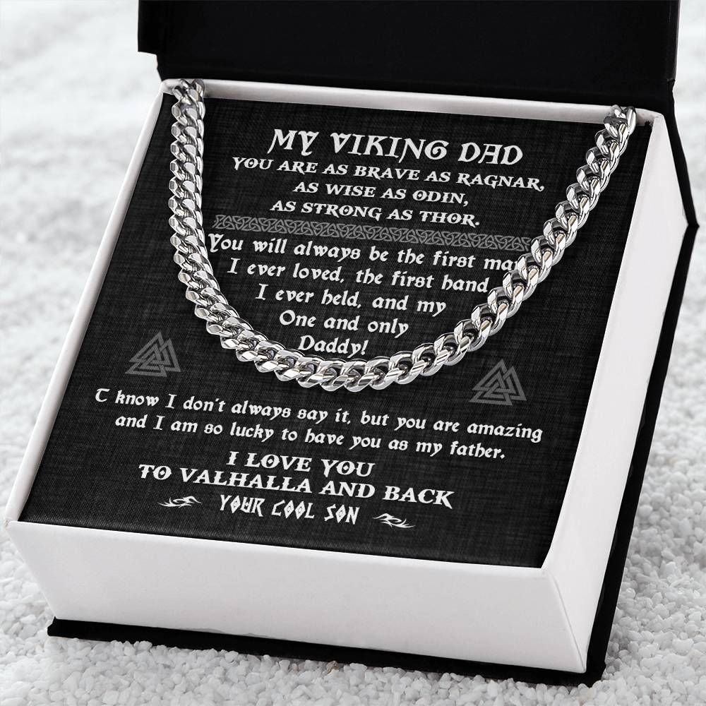 To My Viking Dad Cuban Chain Necklace For Dad Viking Gift For Dad From Son Dad Birthday Father's Day Gift Cuban Link Chain