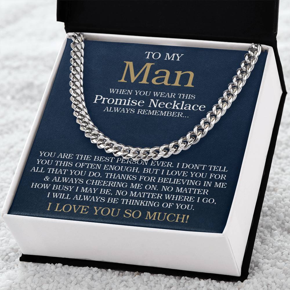 To My Man Cuban Chain Necklace Promise Necklace For Him Romantic Jewelry For Boyfriendhusband Cuban Link Chain