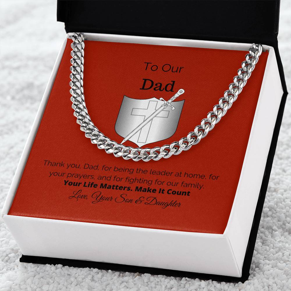 To Our Dad Gift For Him Cuban Link Chain Necklace Cuban Chain Necklace Stainless Steel 14K Yellow Gold Christmas Gift