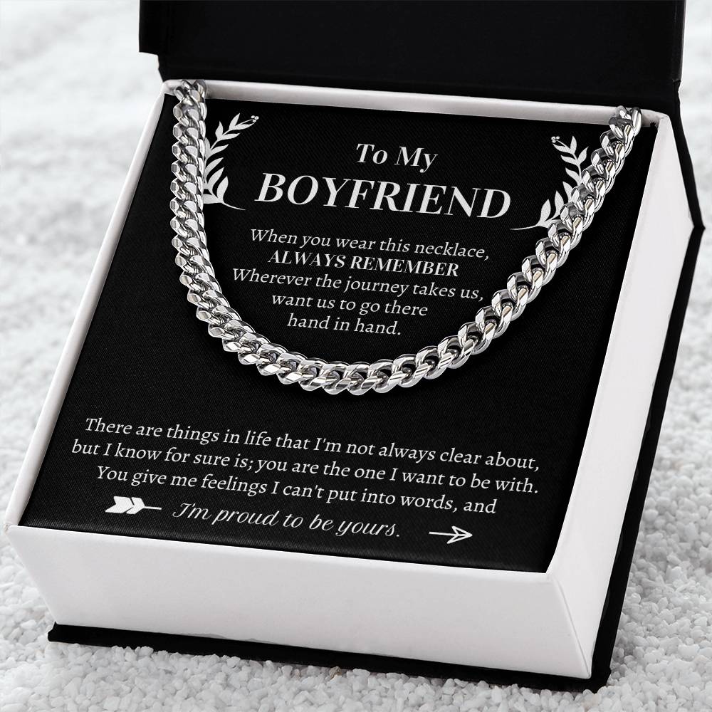 Valentine's Gift For Boyfriend - Wherever The Journey Takes Us Want Us To Go There Hand In Hand Cuban Link Chain