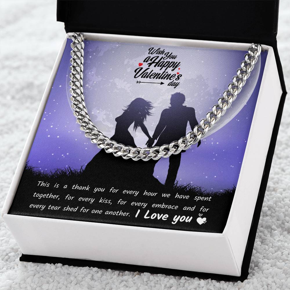 Valentines Day Necklace Gift For Boyfriend Husband Perfect Love Gift For Him Cuban Link Chain