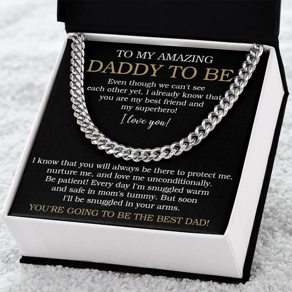 To My Amazing Daddy To Be Cuban Chain Necklace Daddy To Be Gift From Bump Necklace For New Dad Cuban Link Chain