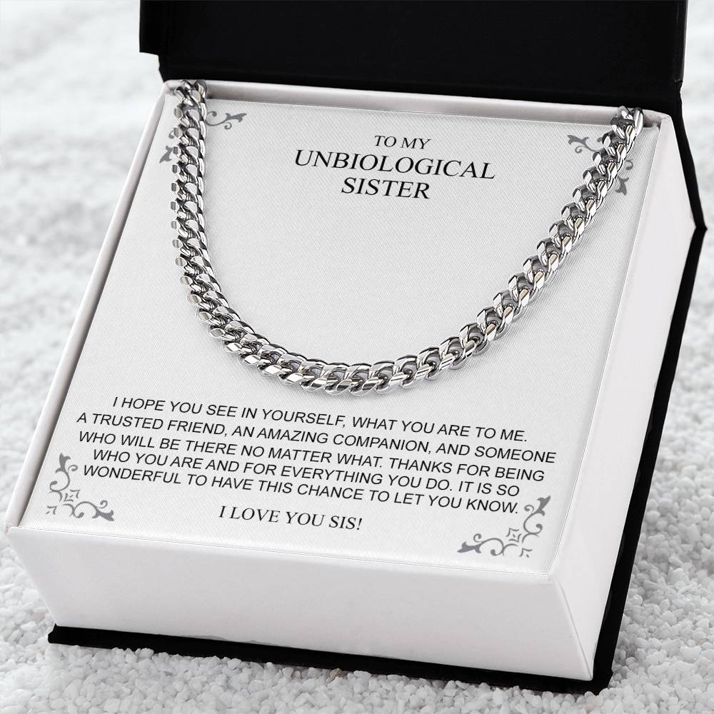 To My Unbiological Sister Necklace 14K Gold Gift For Friend Cuban Link Chain