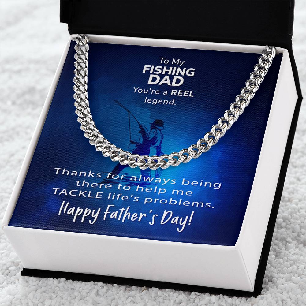 Cuban Link Chain Men To My Fishing Dad Gift For Fishing Dad Father's Day Gift Necklace To Dad From Son Daughter