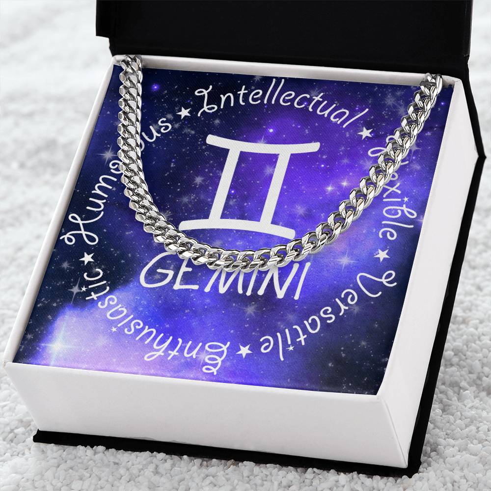 Cuban Link Chain Necklace - Gemini Theme