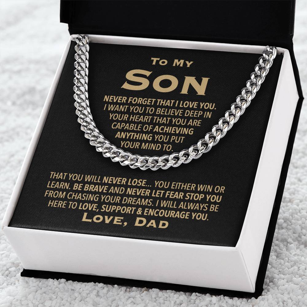 To My Son Love Dad Chain Necklace Cuban Link Chain