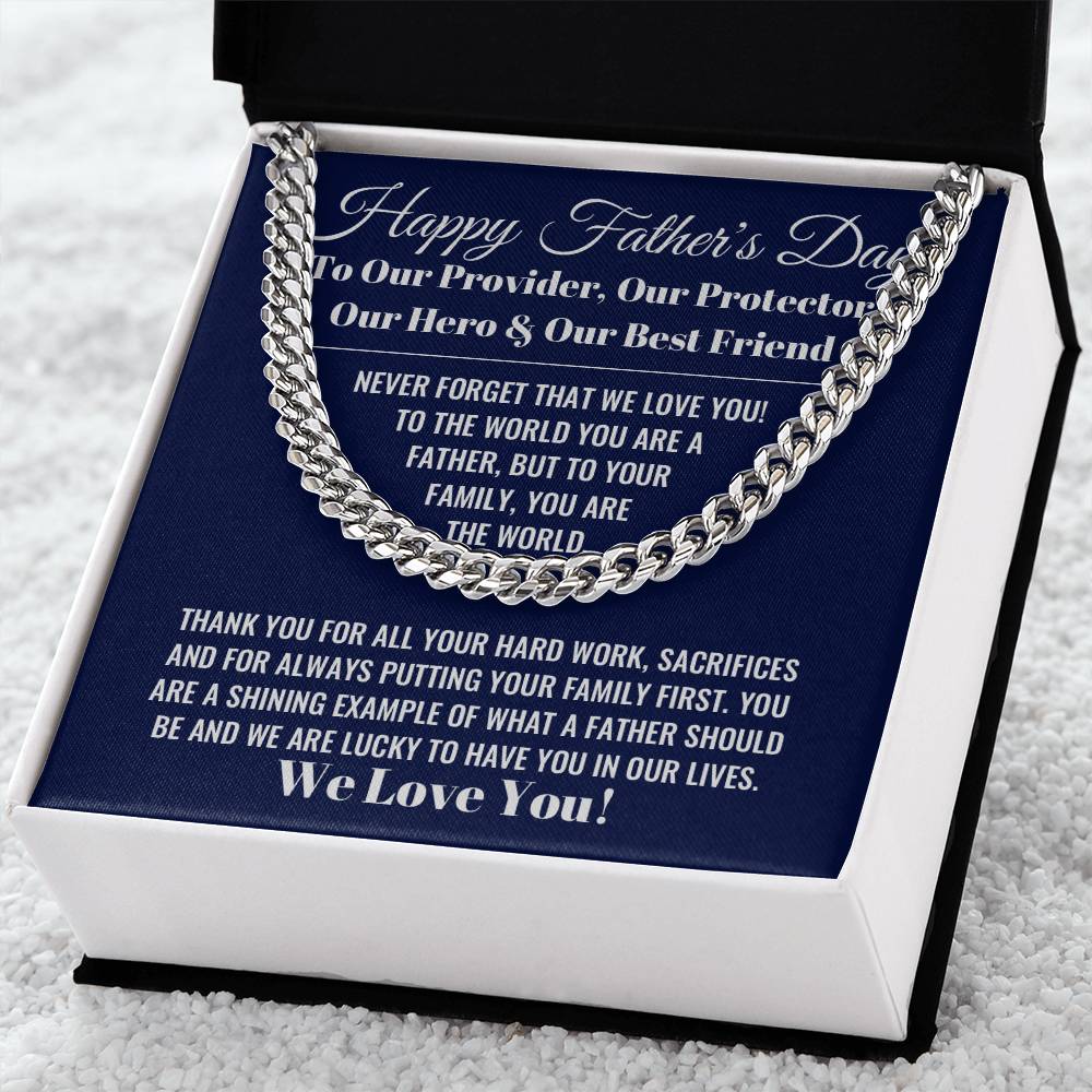 Our World Father's Day Necklace Cuban Link Chain