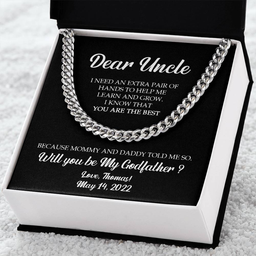 Godfather Proposal Gift Will You Be My Godfather Personalized Godfather Necklace Godfather Request Cuban Link Chain