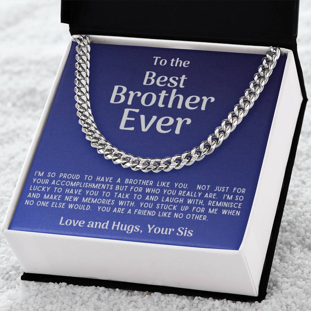 Best Brother Ever Cuban Link Necklace Gift From Sister Cuban Link Chain