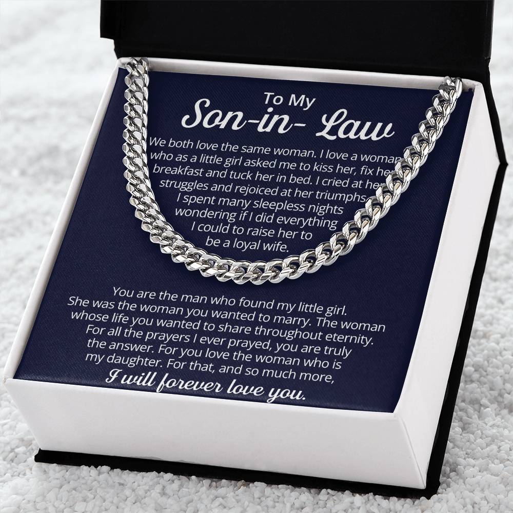 To My Son-In-Law - We Both Love The Same Woman Cuban Link Chain Necklace