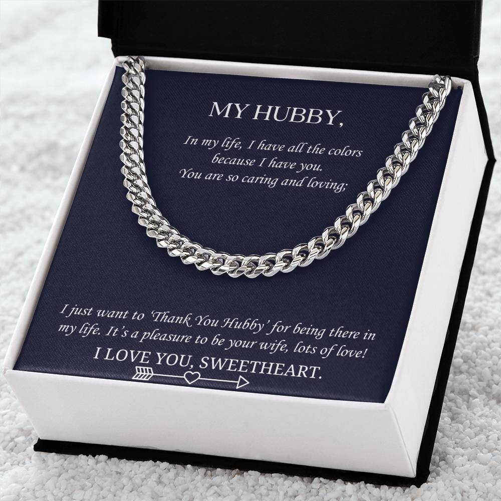 Valentine's Gift Cuban Necklace Husband - Just Want To ‘Thank You Hubby’ For Being There In My Life Cuban Link Chain