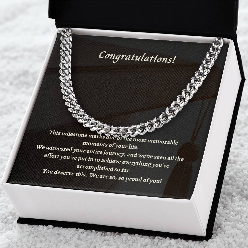 Congratulations On Your Graduation Son! Cuban Link Chain