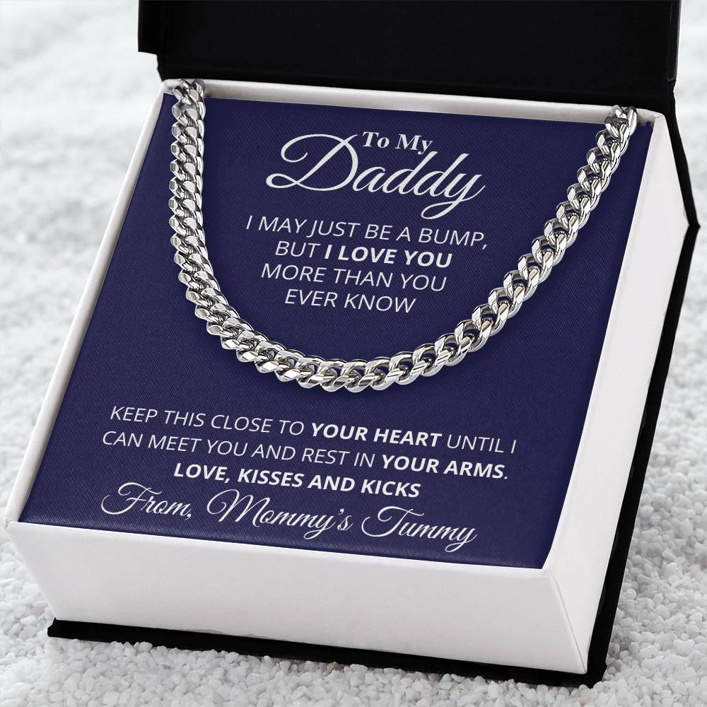 Daddy To Be From Baby Bump Cuban Link Chain Daddy To Be Necklace Gift First Time Dad Gift New Dad Gift