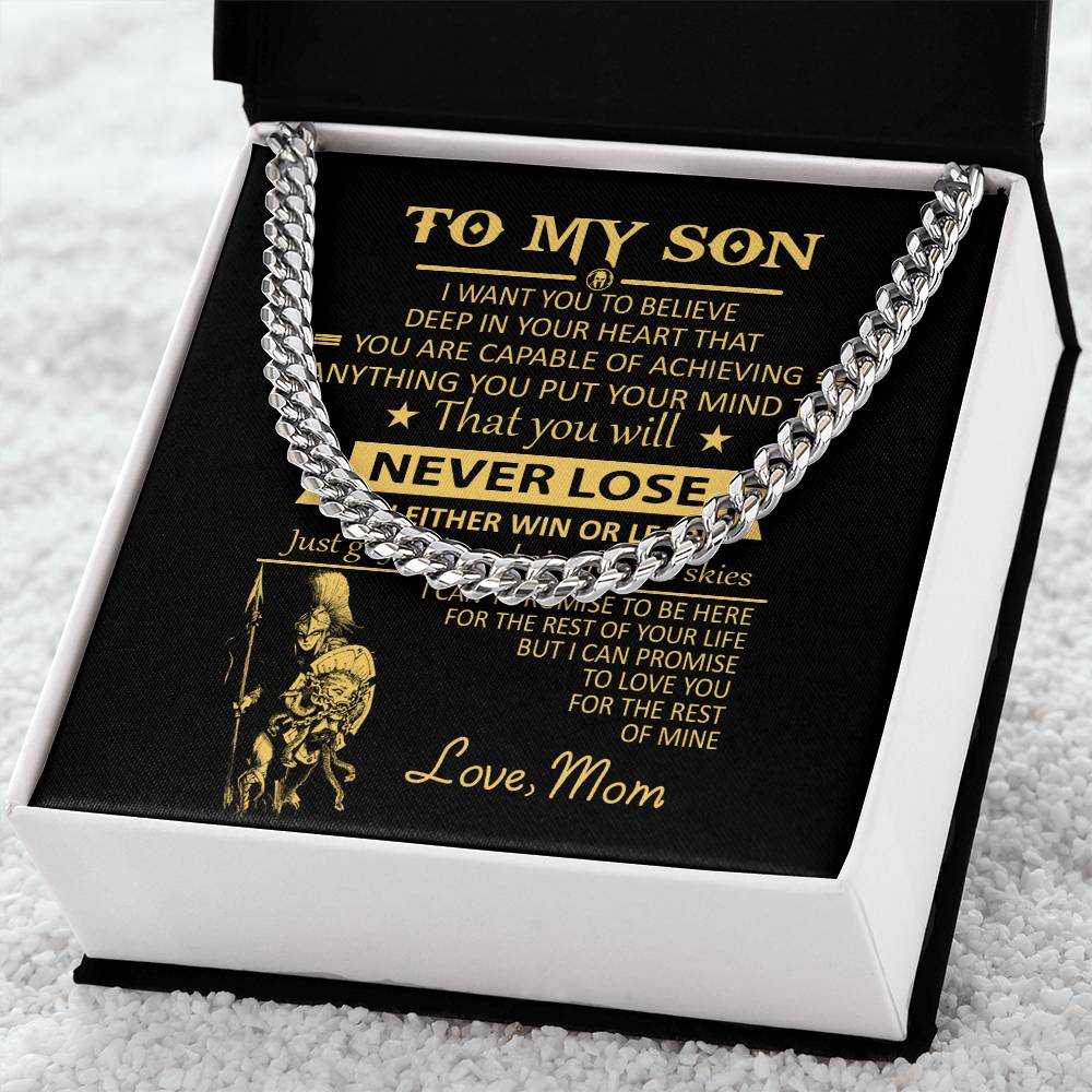 You'll Never Lose Mom Gift For Son Cuban Link Chain Necklace