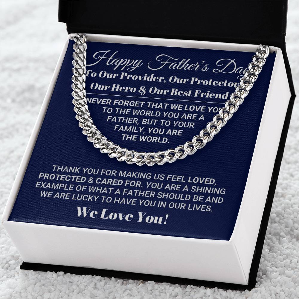 Our World Father's Day Necklace Cuban Link Chain
