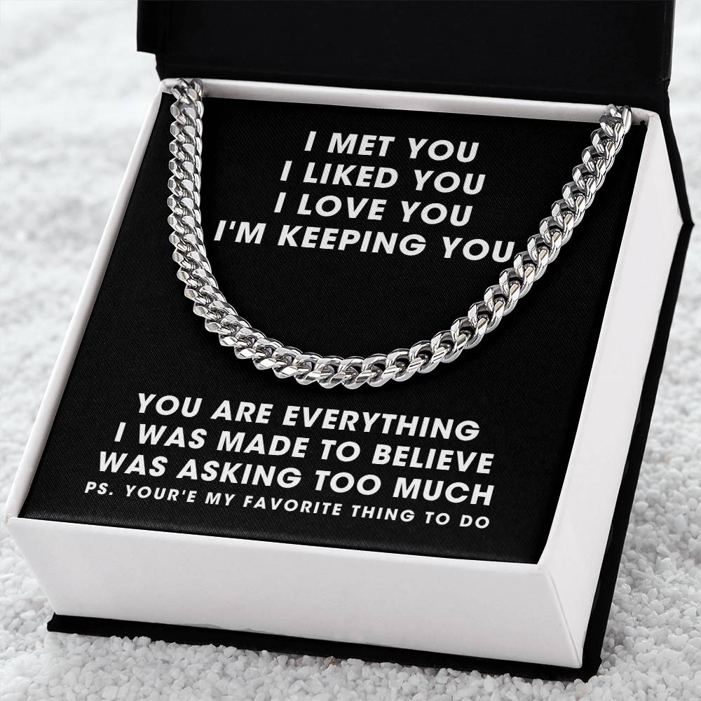 To Boyfriend For My Husband Men Cuban Link Chain Gold And Silver Anniversary 1 2 3 4 5 Just Because Christmas Gift Sto