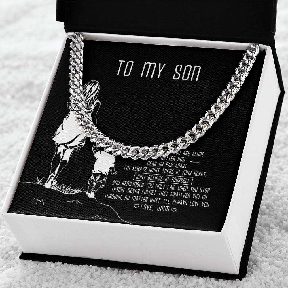 To My Son Cuban Link Chain Necklace