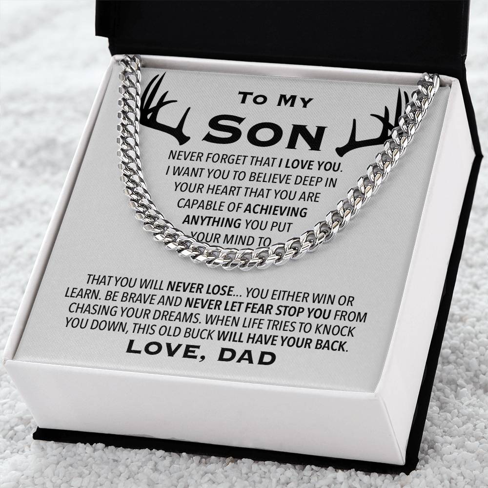 To My Son Link Chain Necklace Cuban Link Chain