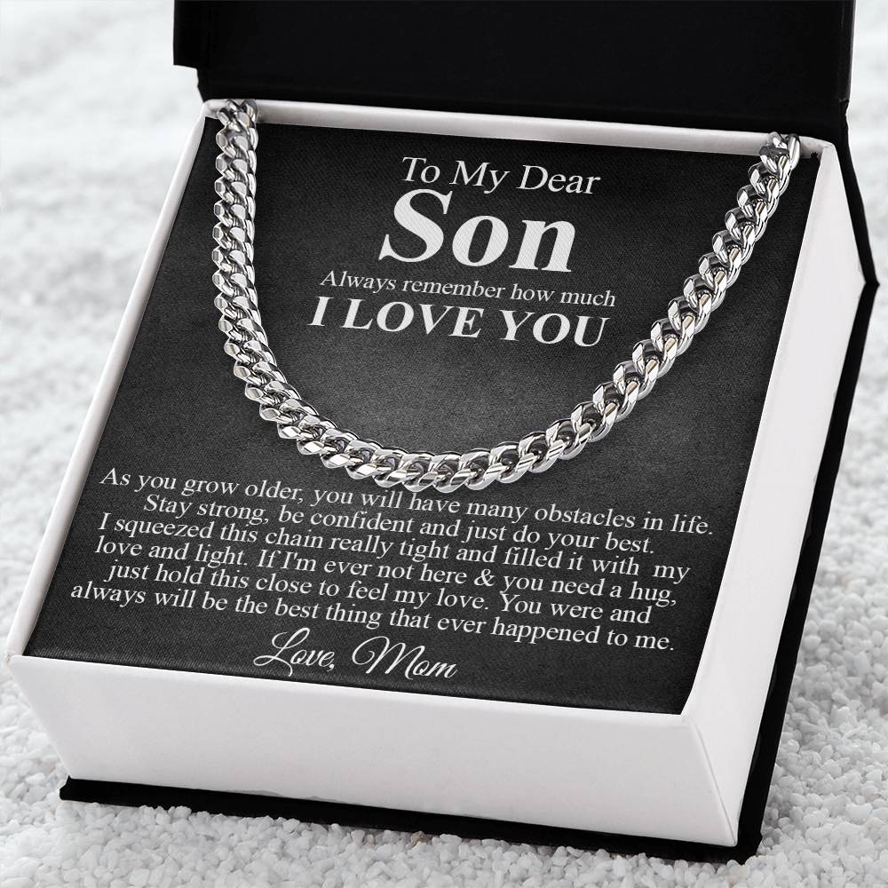 To My Dear Son Cuban Chain Necklace Son Gift From Mom Birthday Graduation Christmas Gift For Son Cuban Link Chain