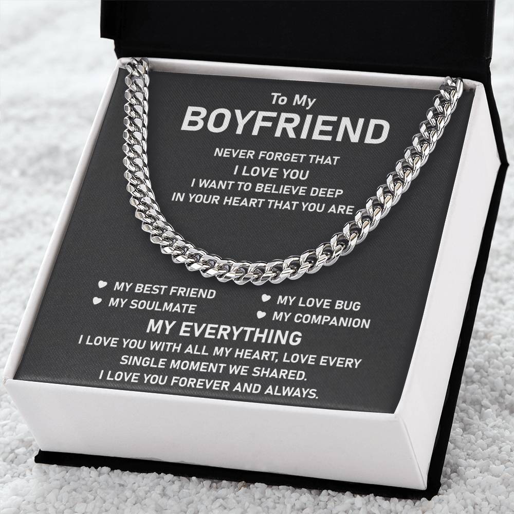 To My Boyfriend Cuban Chain Necklace Unique Anniversary Gift For Boyfriend Boyfriend Birthday Gift Cuban Link Chain